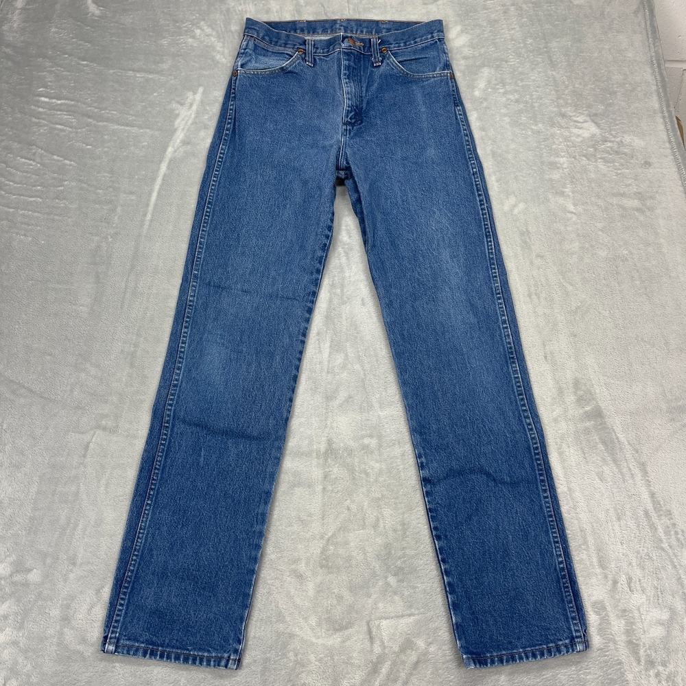 Wrangler Jeans Men 30x34 Blue Denim Western Cowboy Cut Straight Leg Grunge 13MWZ
